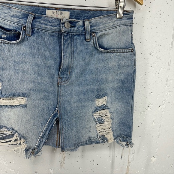 We The Free size 27 Distressed Raw Hem Denim Jean Skirt - Picture 4 of 9